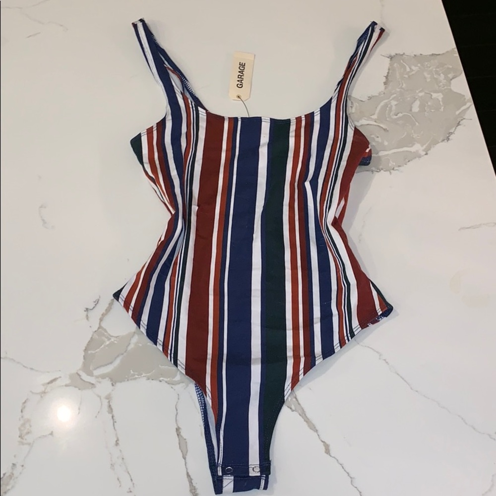 NWT retro stripe thong bodysuit